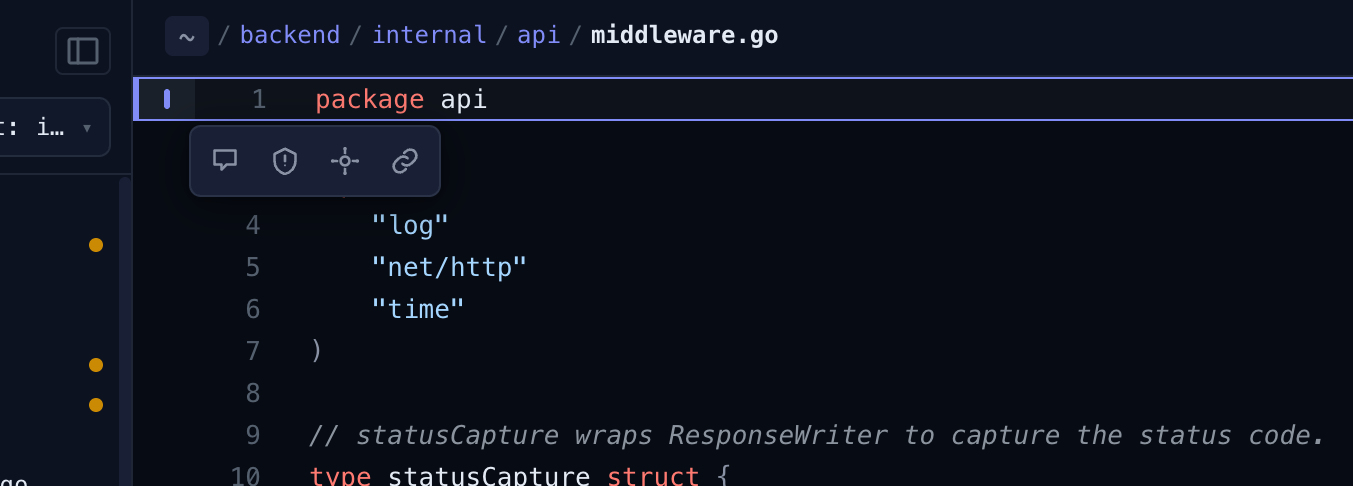 Selection toolbar showing Add comment, Add finding, Add feature, and Copy link buttons